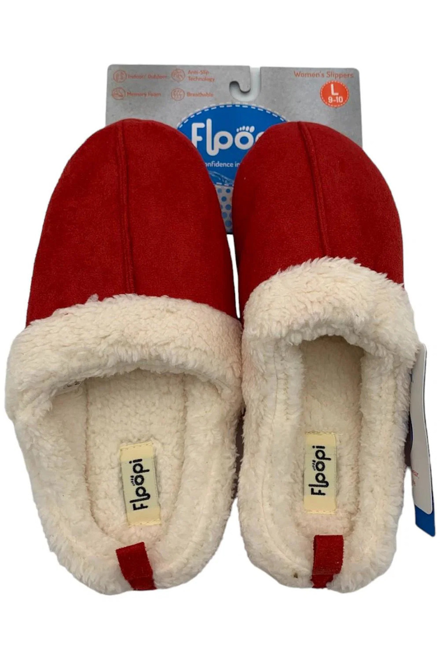 Floopi Women's Selene Faux Suede with Aztec Trim Clog Slipper Red -